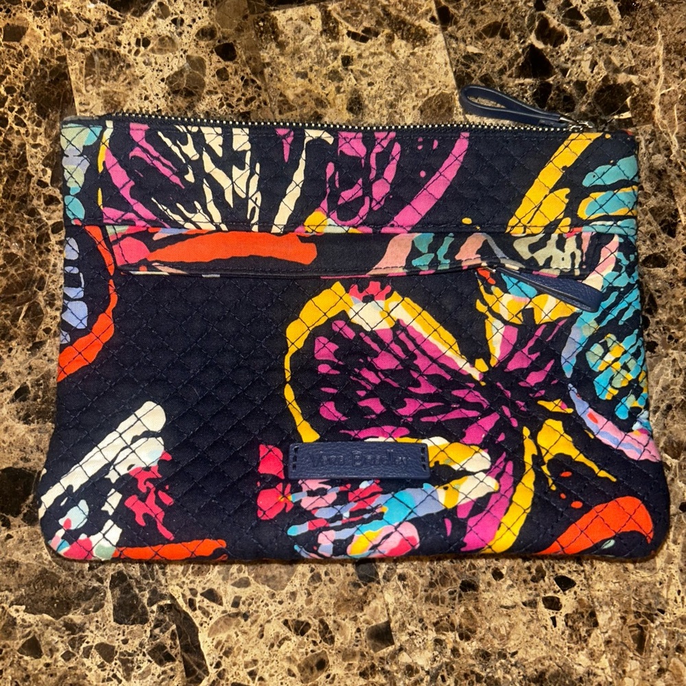 Vera Bradley Blue and Pink Cosmetic Bag with Abstract Patterns